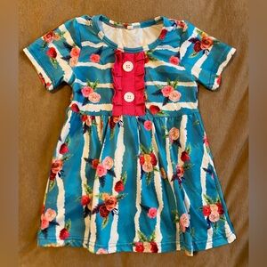 Floral Blue and Pink Kids Dress
